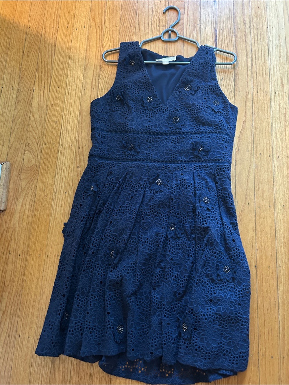 MICHAEL Michael Kors Navy Blue Lace Fit-and-Flare Dress